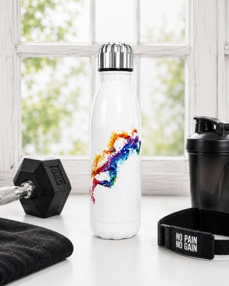 مطرة  Gym ستانلس رسمة بنت لون ابيض